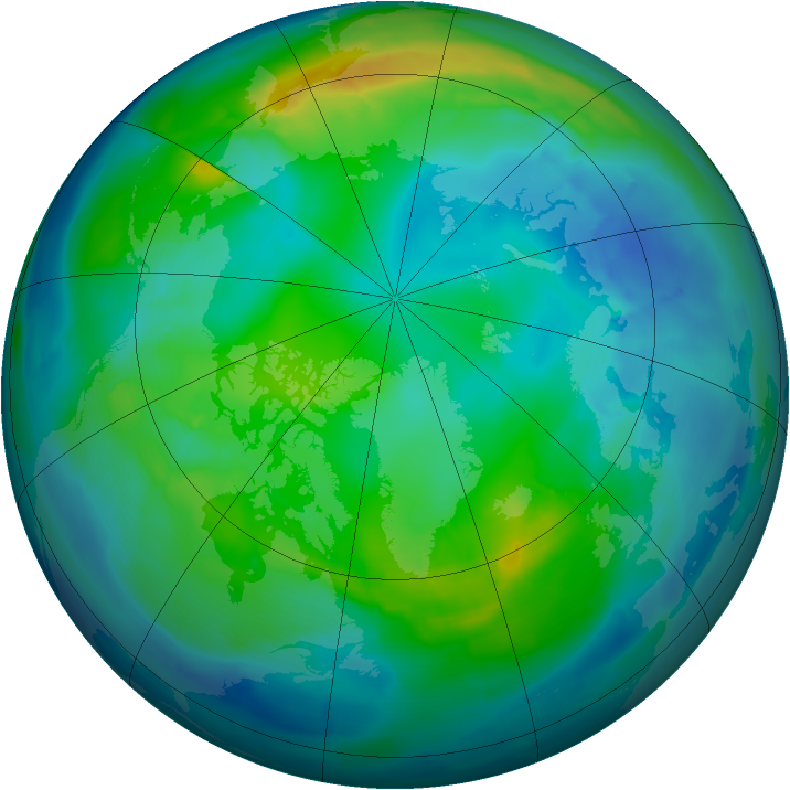 Arctic ozone map for 07 November 2013